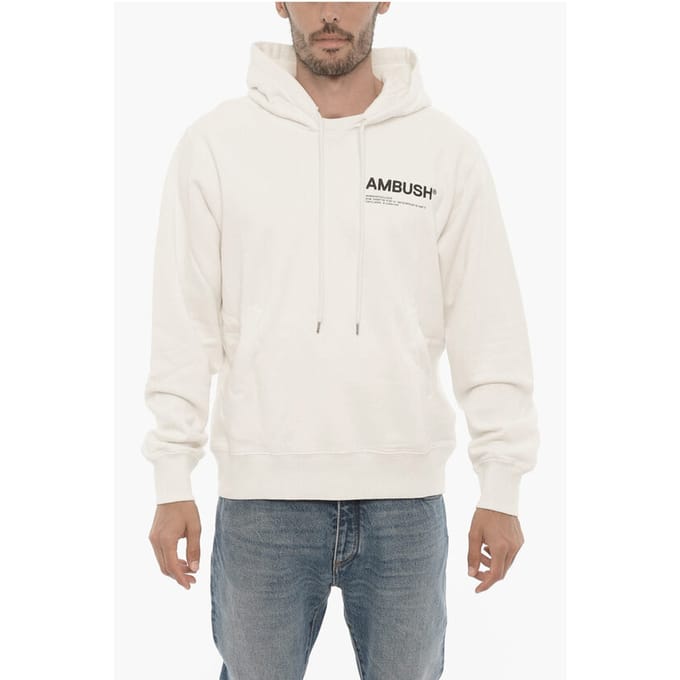 Effen hoodie met contrasterend logo in wit