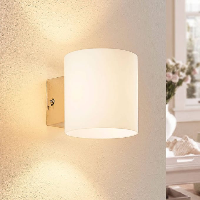 Lindby - wandlamp - 1licht - Glas, metaal - H: 9.5 cm - G9 - wit, chroom