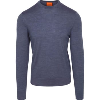 Suitable Merino Pullover Denim Blauw - Maat XXL - Heren - Sweater
