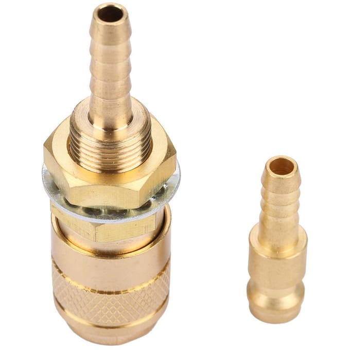 M6 Gas & Water Snelkoppeling voor MIG TIG Lasapparaat Toorts Fitting Voor Lastoorts Goud