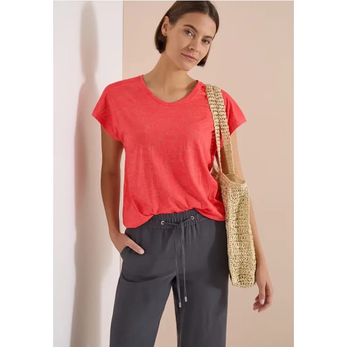 Shirt met ton-sur-ton burn-outpatroon