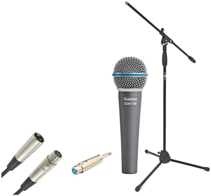 SubZero Beta Dynamische Zangmicrofoon met Kabel en Microfoonstandaard