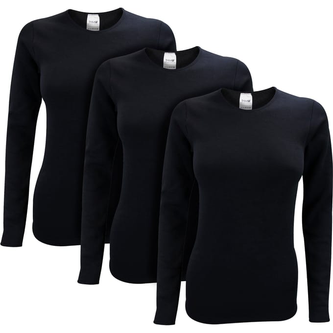 3-Pack Dames Thermisch T-shirt met Lange Mouwen voor de Winter