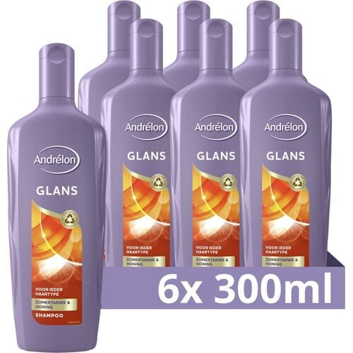 Andrélon Shampoo - Glans - milde shampoo verrijkt met zomertarwe en honing - 6 x 300 ml