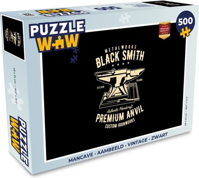 Puzzel Mancave - Aambeeld - Vintage - Zwart - Legpuzzel - Puzzel 500 stukjes