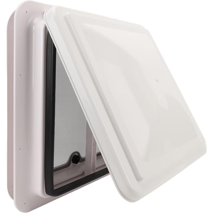 Aérateur de toit de camping-car 13,39x13,39in Blanc Couvercle d'aération de plafond de camping-car avec moustiquaire et tige de support pour gray