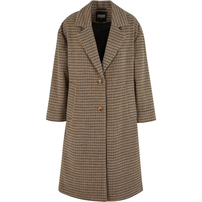 Urban Classics - Oversized Plaid Jas - L - Beige/Zwart
