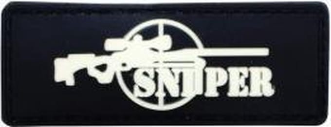 Sniper geweer militaire zwarte PVC patch embleem met klittenband
