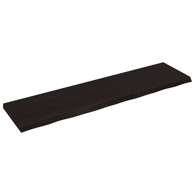 vidaXL - Wastafelblad - 200x50x(2-6) - cm - behandeld - massief - hout - donkerbruin