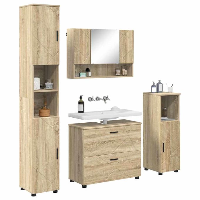 vidaXL - Badkamermeubel - Set - 4 - st - Sonoma - Eik - 35 - x - 30 - x - 192 - cm