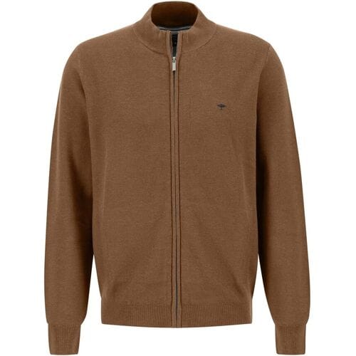 Fynch-Hatton Vest Cardigan Zip Fine Structure Walnut Brown / male