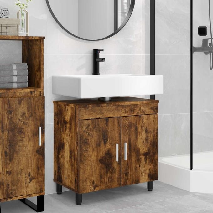 vidaXL - Badkamer - vaniteitsunit - Gerookt - eiken - 60 - x - 35 - x - 60 - cm