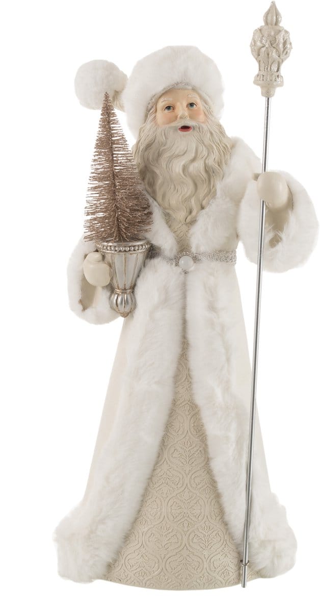 J-Line kerstfiguur - polyester - wit/champagne