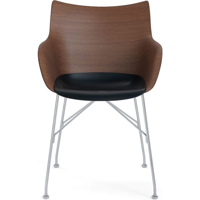Kartell Q/Wood Armleunstoel - donker hout / chroom