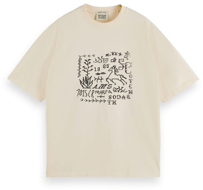 Scotch & Soda Cross-Stitched Front Artwork Loose-Fit T-Shirt