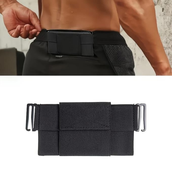 Ultra-Compacte Meerlaagse Elastische Taille Telefoonhoes - Verborgen Compartiment, Verstelbare Pasvorm, Ruime Opbergruimte - Ideaal voor Buiten, Werk, Reizen black