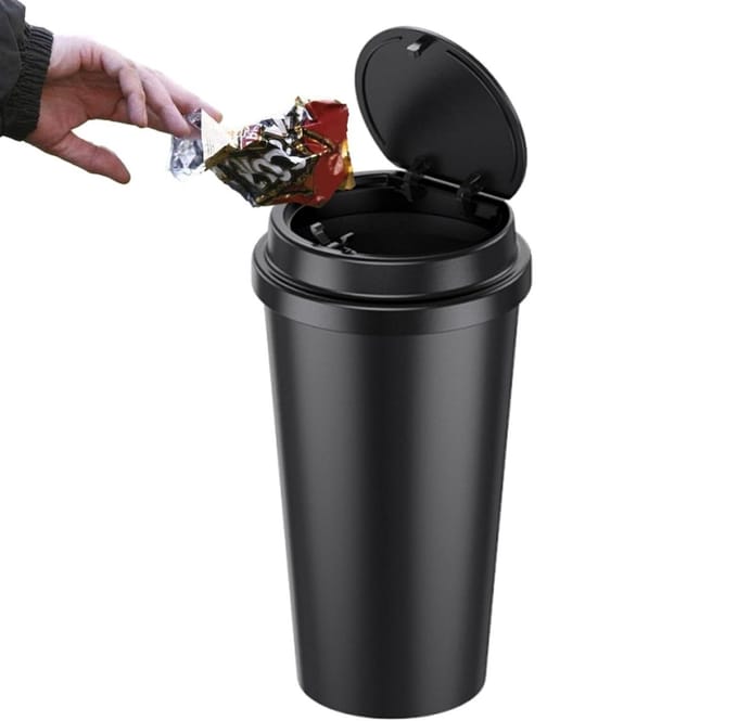 Auto Prullenbak - Afvalbak Auto - Auto Netjes Houden - Lekdicht Deksel - 18 cm Hoog - Zwart