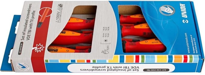 UNIOR - SET SCHROEVENDRAAIER GEISOLEERD - TX 10 - 15 - 20 - 25 - 27 - 30 / 6 PCS