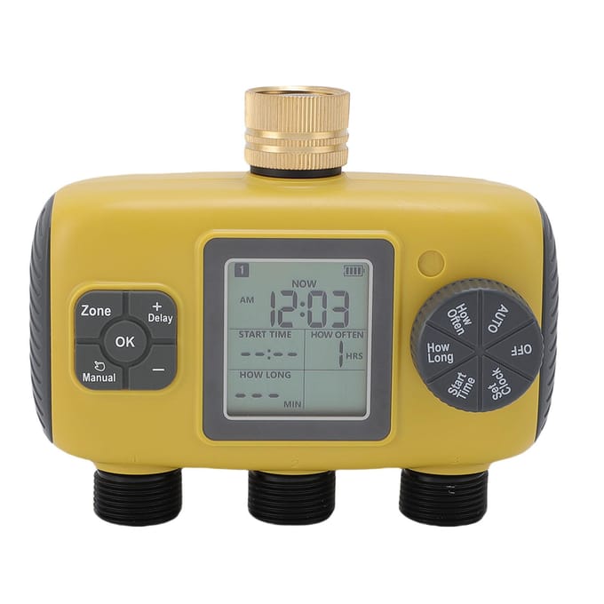 Slimme Sproeier Timer 3 Uitgangen Irrigatie Waterklep Controller voor Tuin Gazon Kas beige