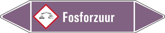 Fosforzuur leidingmarkering op vel - basen 126 x 26 mm - 5 per vel