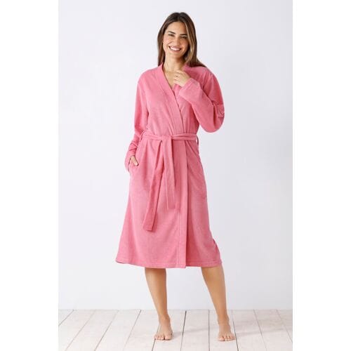 Roze badstof badjas Hajo - Roze - Maat - 40/42