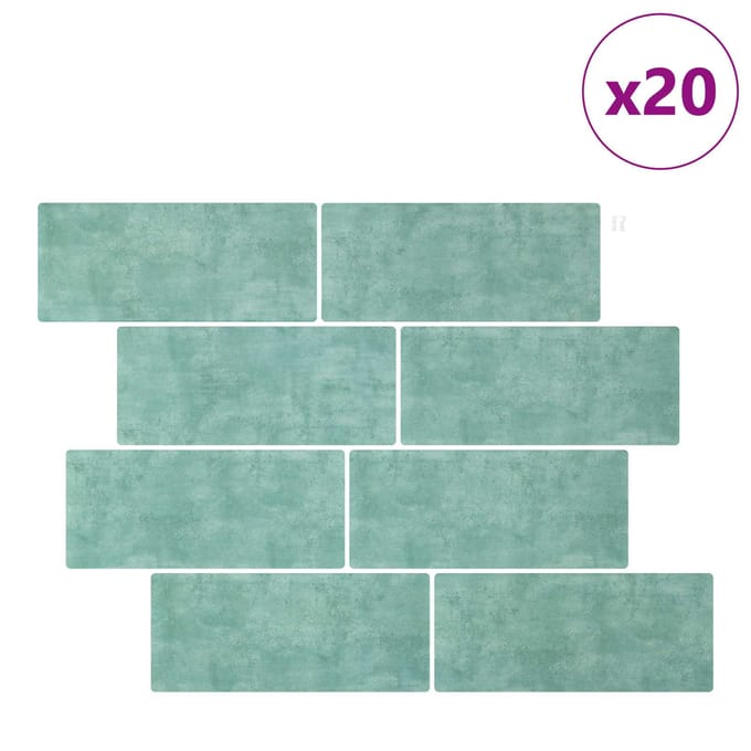 vidaXL - Subway - tegel - 20 - st - Grijs - Groen - 29 - x - 21 - cm - Polyurethaan - en - PET