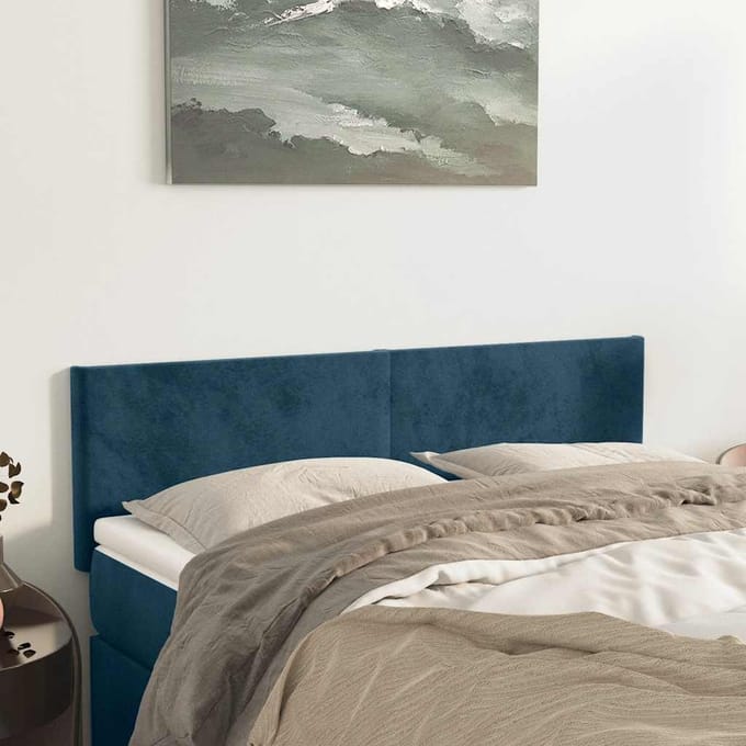 vidaXL - Hoofdborden - 144x5x78/88 - cm - fluweel - donkerblauw