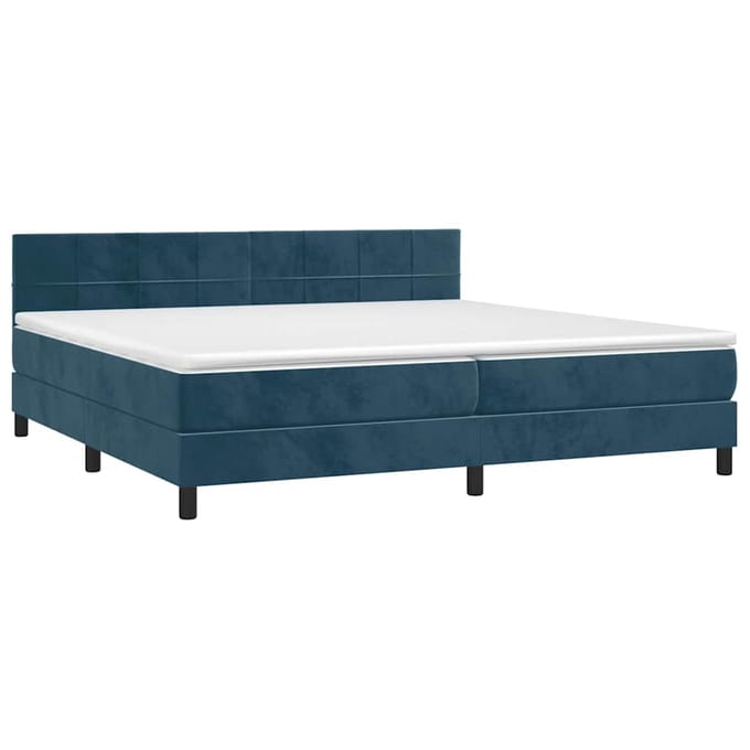 vidaXL - Boxspring - met - matras - en - LED - fluweel - donkerblauw - 200x200 - cm