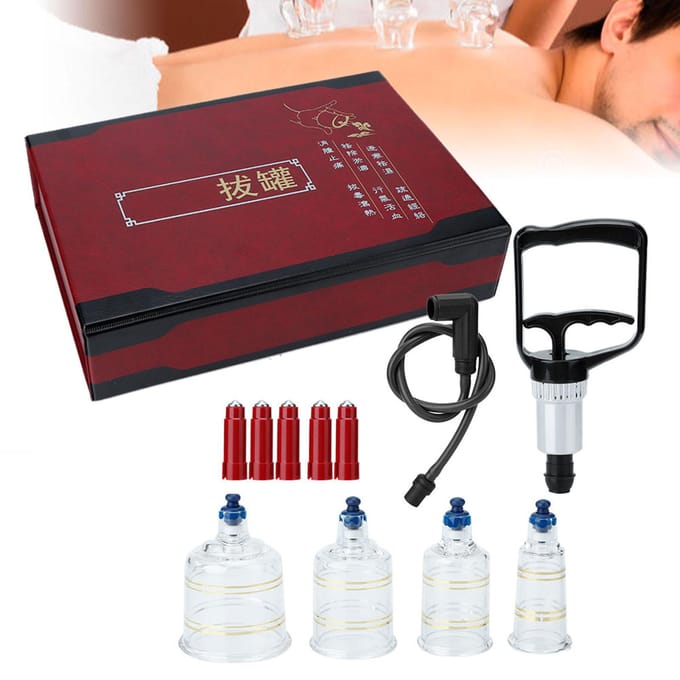 Zuignappen Pot Vacuüm Cupping Set Massager Therapie Cupping Tools voor Massage gray