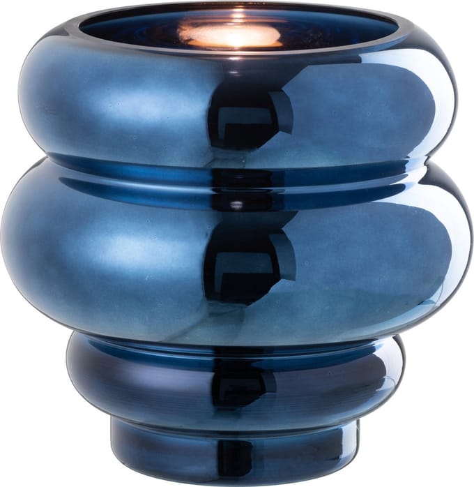 J-Line theelichthouder/vaas Cléa - glas - blauw - Ø 20 cm