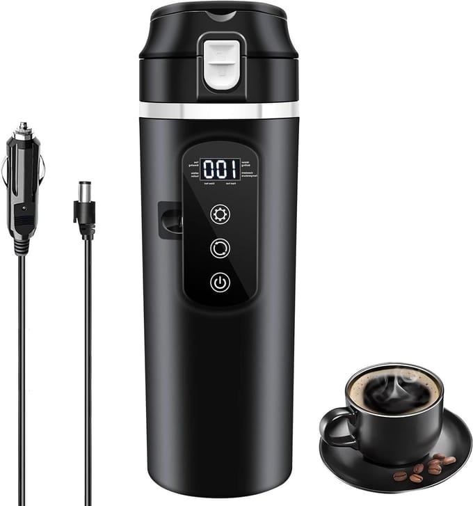 Elektrische Waterkoker - Reisbeker - Warme Dranken Maken - Variabele Temperatuur - 400 ml - Zwart