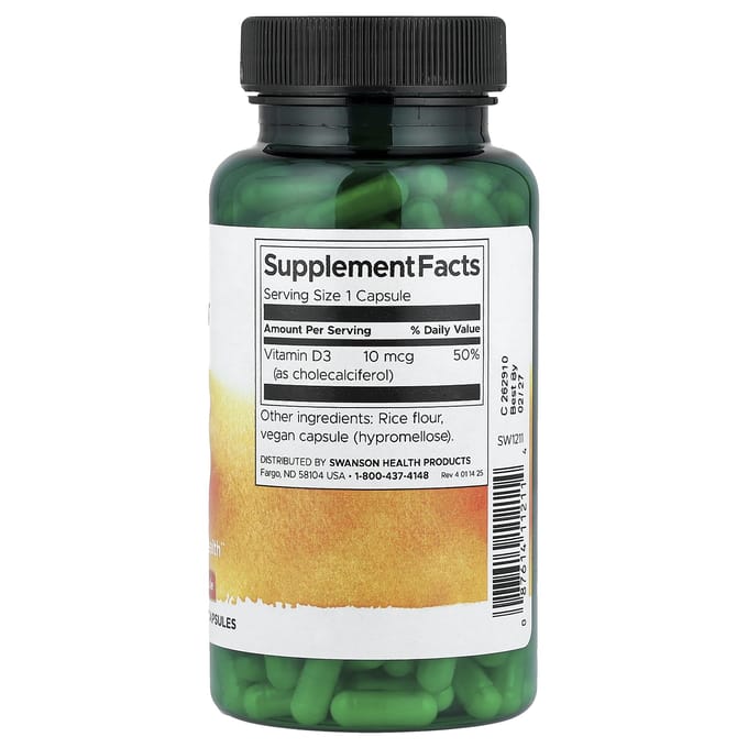 Vitamine D3, 400IE (10 mcg), 250 capsules