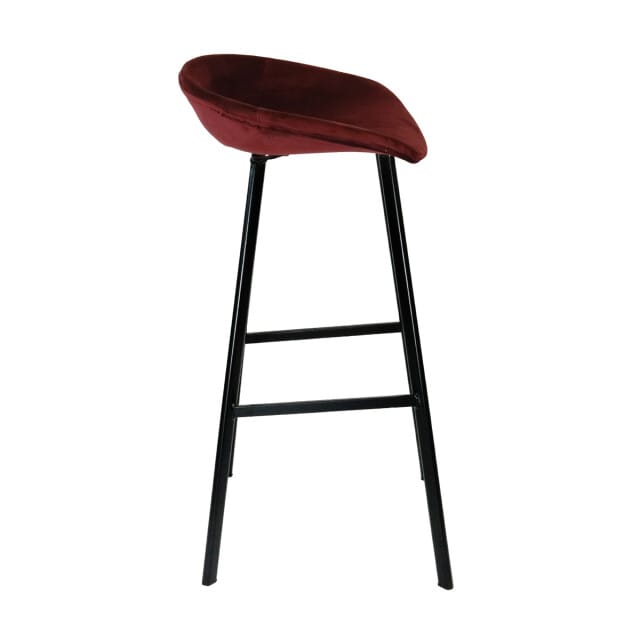 KICK® FINN Barkruk Rood – Zithoogte 80 cm – Velvet – Stalen Frame