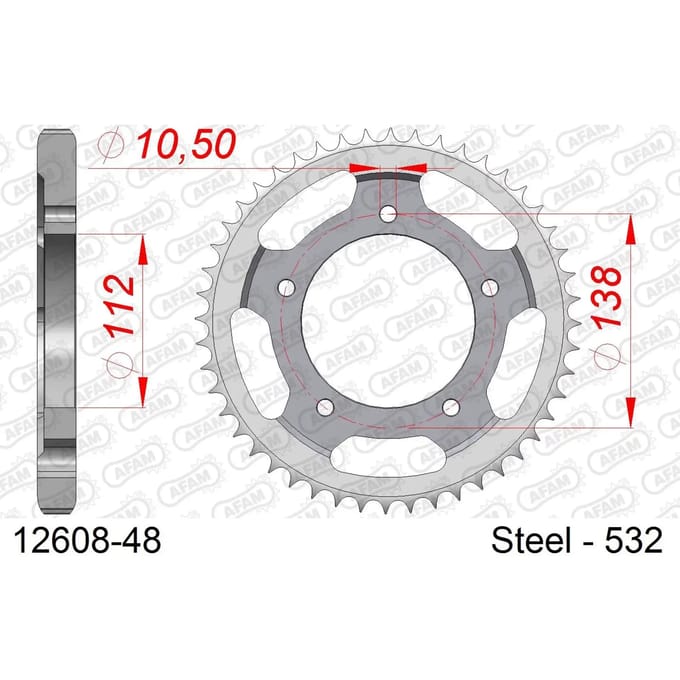 Stalen tandwiel Afam 532 48 dents