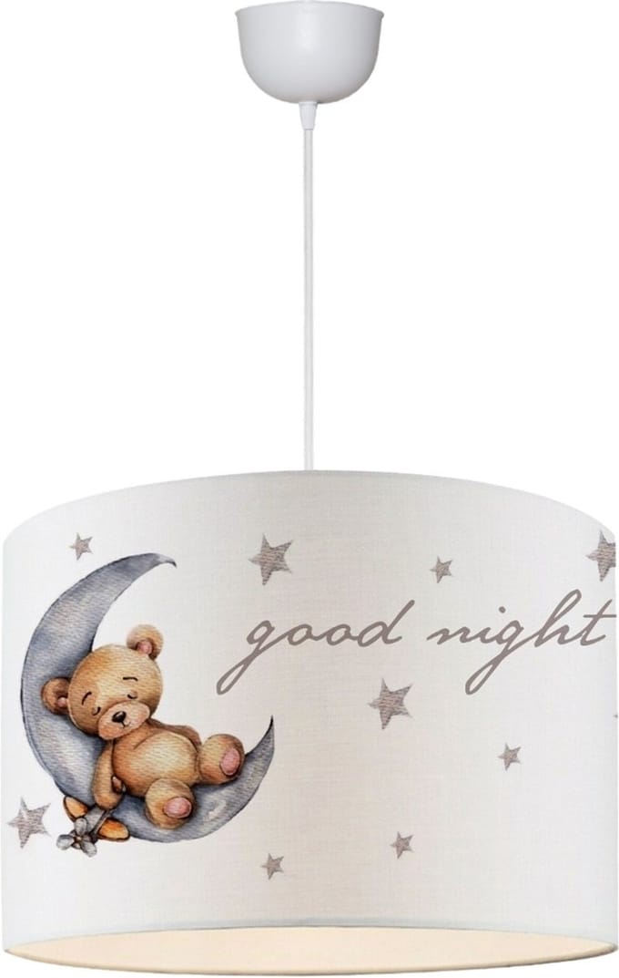 Kinder hanglamp Rugby wit met knuffelbeer motief lux.pro
