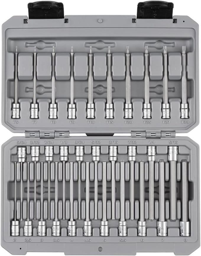 31-delige Lange Inbus & Torx Bit Socket Set 1/4" Aandrijving - Inclusief Opbergkoffer
