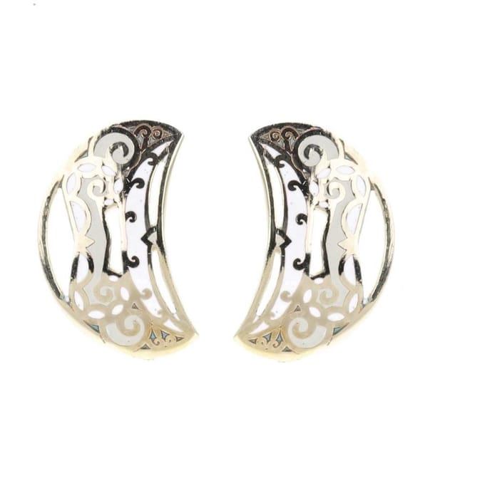 Behave - Oorstekers dames - halvemaanmotief - wit - 3 cm