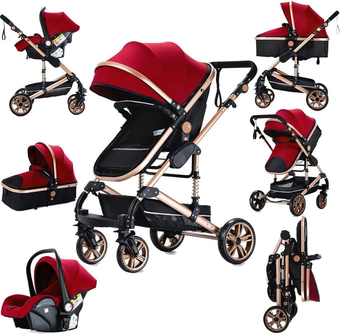 3-in-1 Kinderwagen Combi voor Pasgeborenen - Opvouwbaar en Draagbaar Reissysteem