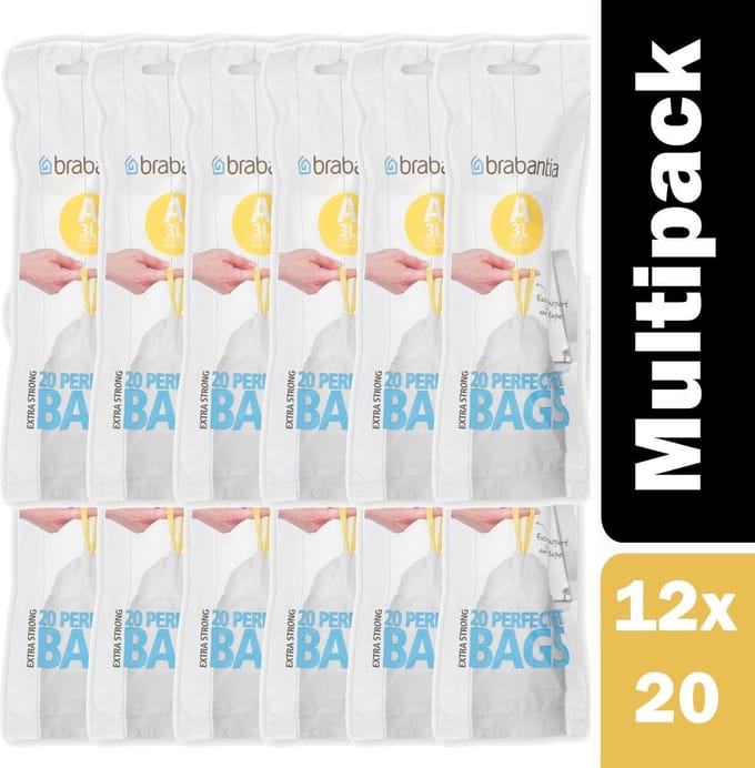 Brabantia afvalzak 3 liter code A - Doos 12 x 20 stuks