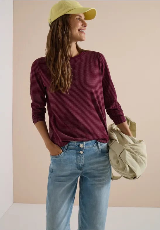 Longsleeve met boothals en strepen