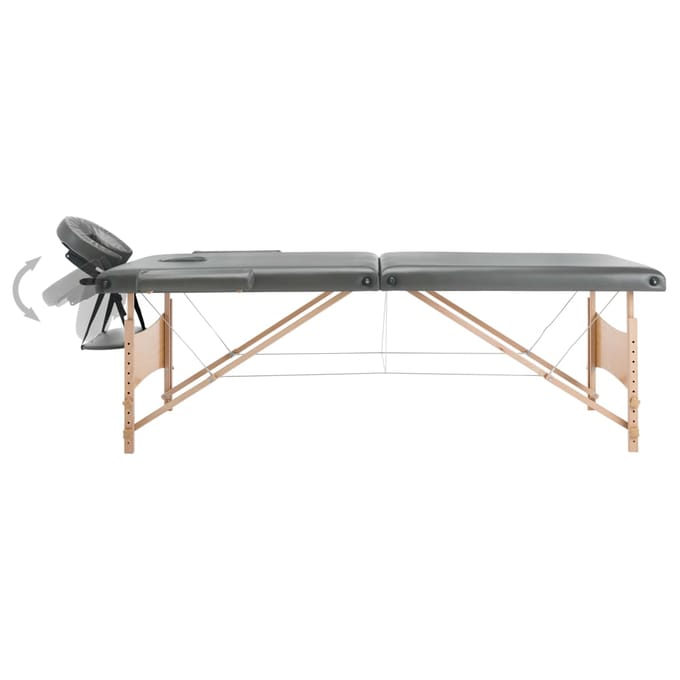 vidaXL - Massagetafel - met - 2 - zones - 186x68 - cm - houten - frame - antraciet