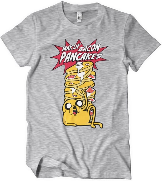 Adventure Time Makin' Bac-on -pannenkoeken T-shirt, grijs gemêleerd