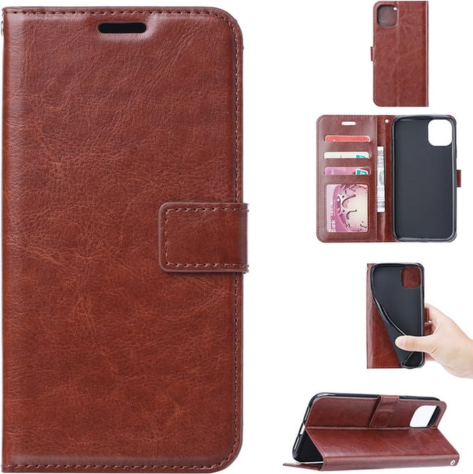 Bookcase Geschikt voor: iPhone 13 - Bruin - portemonnee hoesje