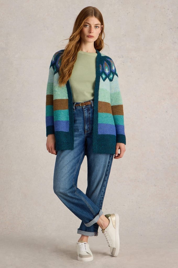 White Stuff New York Fairisle Cardi Teal Multi Taglia: S | Giacche Outlet | Donna | Ciano