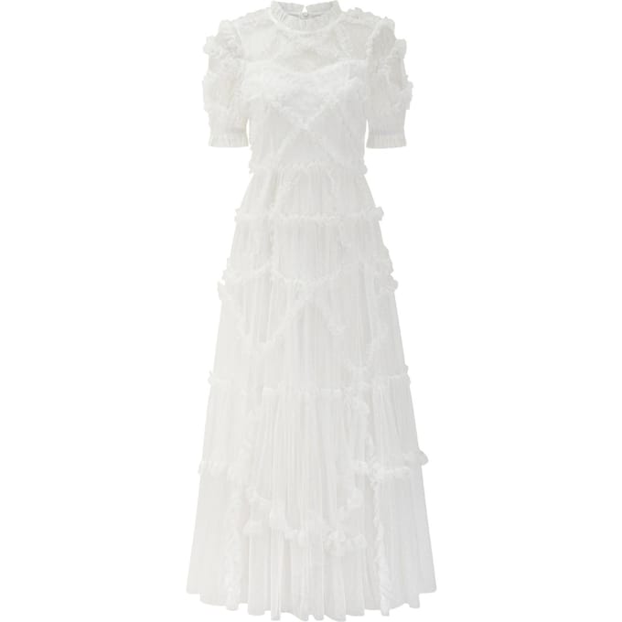 Zoete Fee Jurk Mesh Taille Dunne Jurk Franse Mode Jurk XL wit
