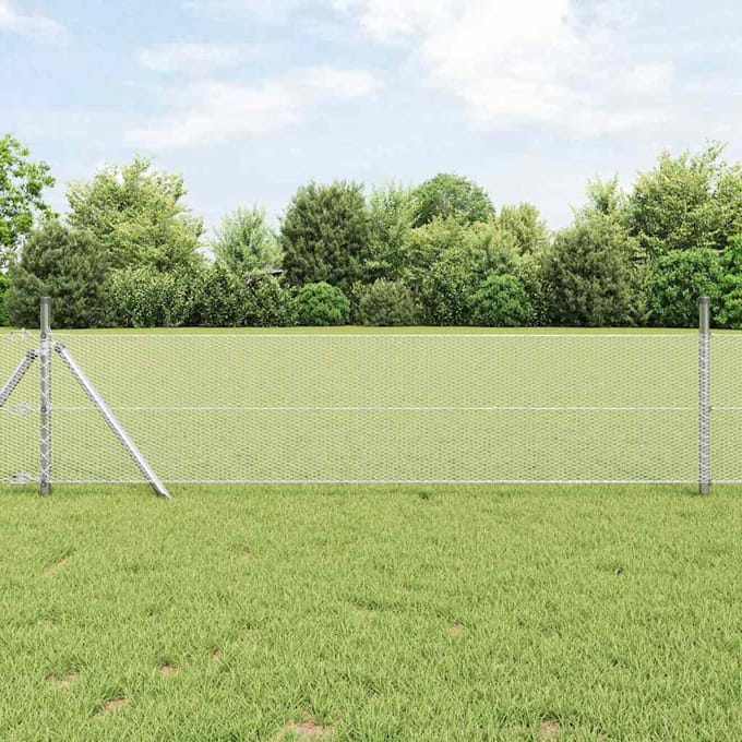 vidaXL - Hexagon - Hek - 0,6 - x - 100 - m - Verzinkt - staal - zilver
