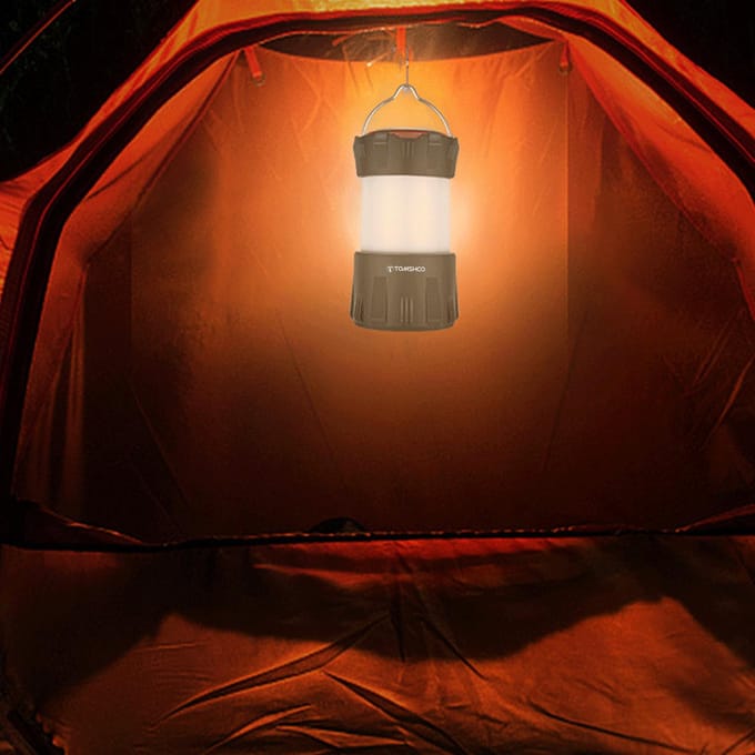 TOMSHOO LED-campinglantaarn Type C oplaadbare campinglamp Waterbestendig draagbaar tentlicht zwart