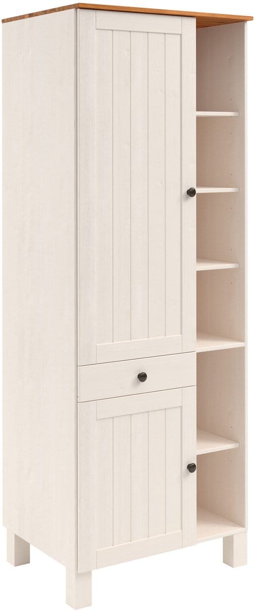 Alby-II-Hoge Kast - 2-deurs 1-lade - Wit Grenen