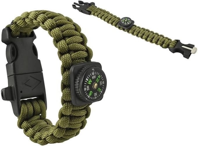 Paracord survival armband - Donkergroen - 5-in-1