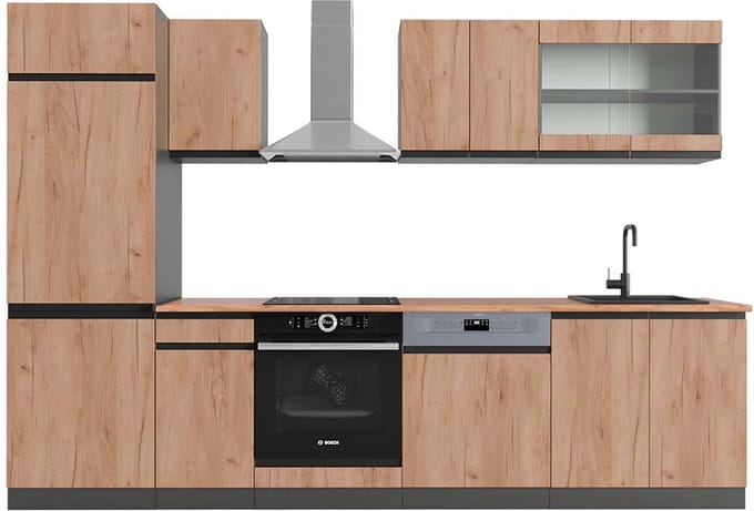 Vicco R-Line Complete keukeneenheid – 300 cm, WB Eik Eik goud/antraciet